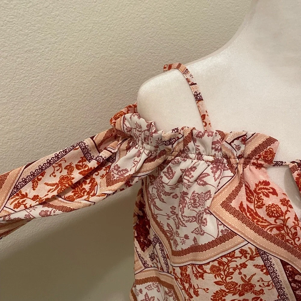 Forever 21 Boho Floral Patchwork Peasant Blouse | Women’s Small - Picture 4 of 6